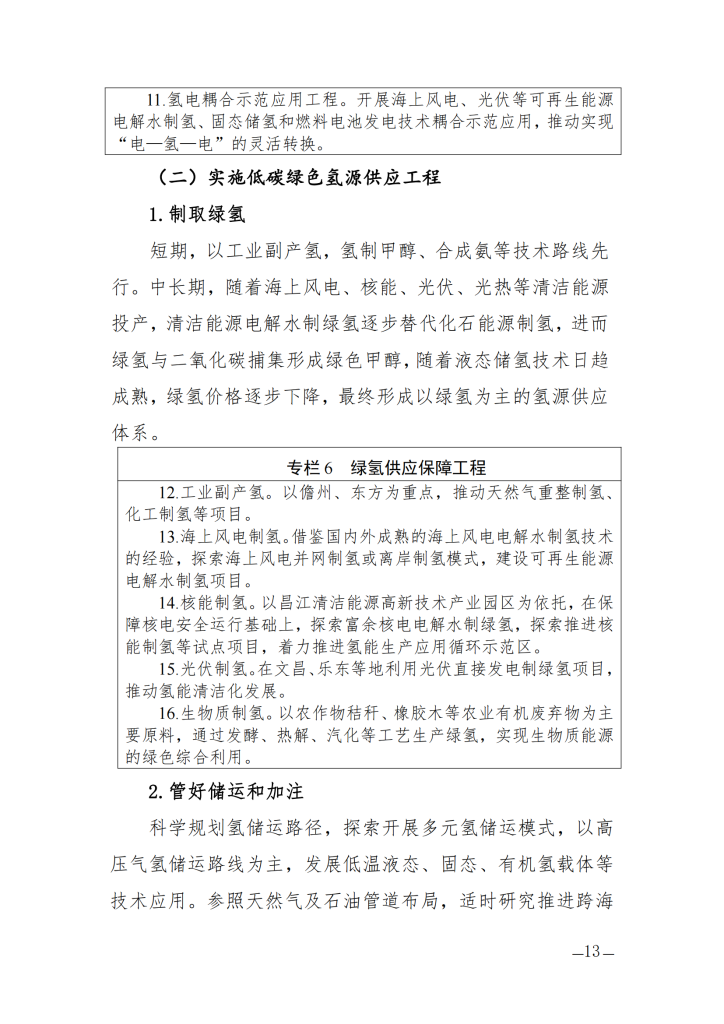 海南省氢能产业发展中长期规划（2023—2035年）