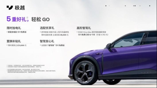 家充桩、舒享套装全部免费送 极越01推出4月购车优惠